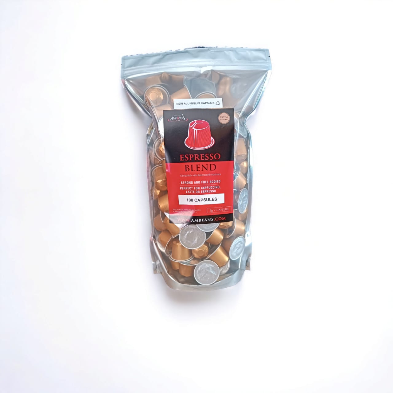 AMBEANS Espresso Blend Aluminium Capsules 100's - Nespresso Compatible