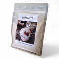 Packaged chai latè product with a visible brand label on a white background