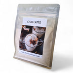 Packaged chai latè product with a visible brand label on a white background