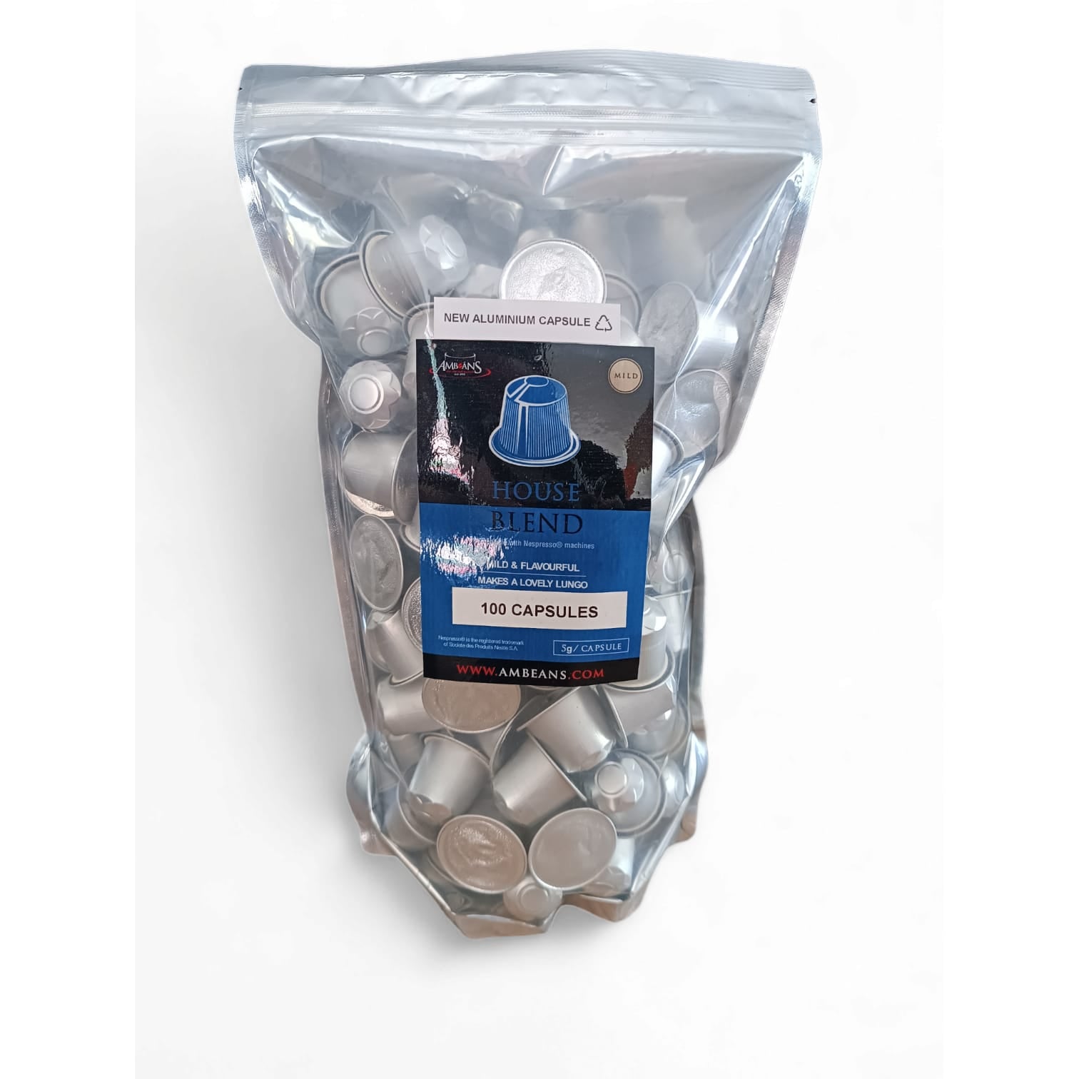 AMBEANS House Blend Aluminium Capsules 100's - Nespresso Compatible